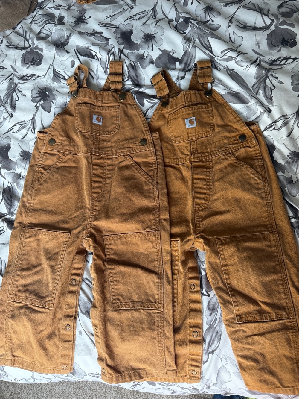 Carhartt Kids' Tan/Brown Overalls Pair (2)